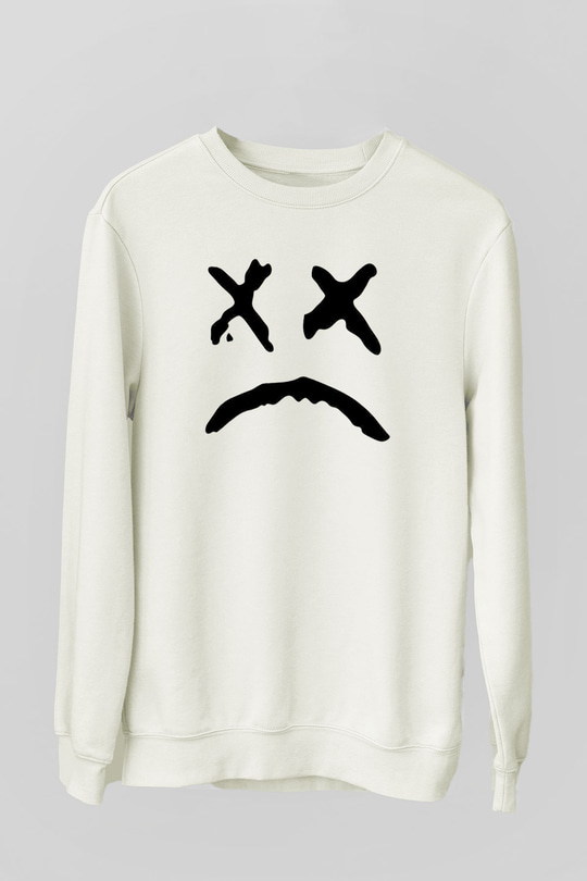 Lil Peep Baskılı Beyaz Unisex Sweatshirt