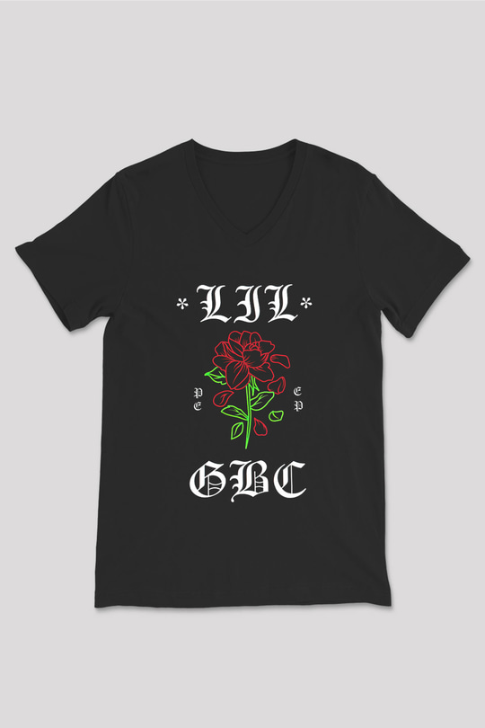 Lil Peep Baskılı Unisex Siyah V Yaka Tişört - Tshirt