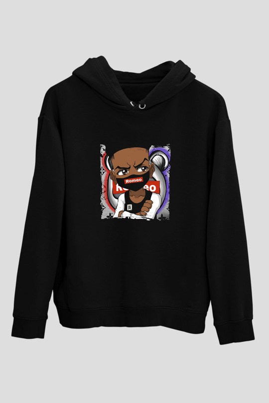 Lil' Romeo Baskılı Unisex Siyah Hoodie