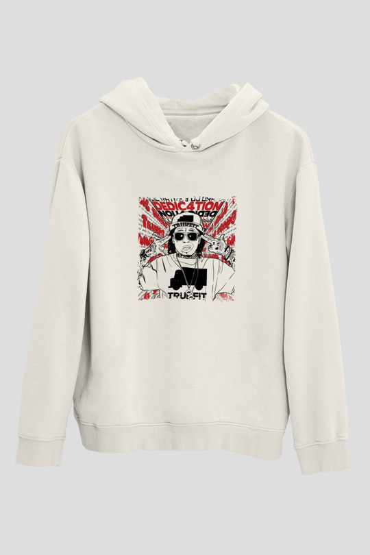 Lil Wayne Baskılı Unisex Beyaz Kapüşonlu Sweatshirt