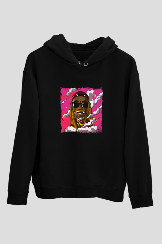 Lil Wayne Baskılı Unisex Siyah Hoodie