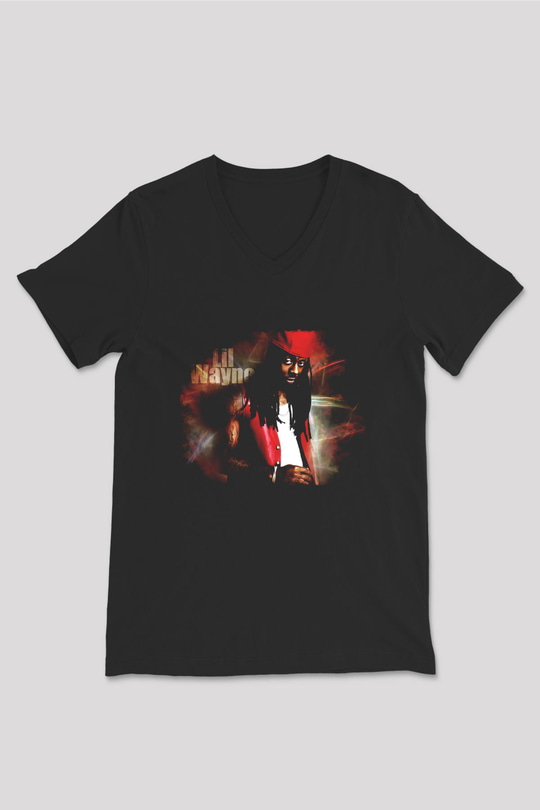 Lil Wayne Siyah Unisex V Yaka Tişört