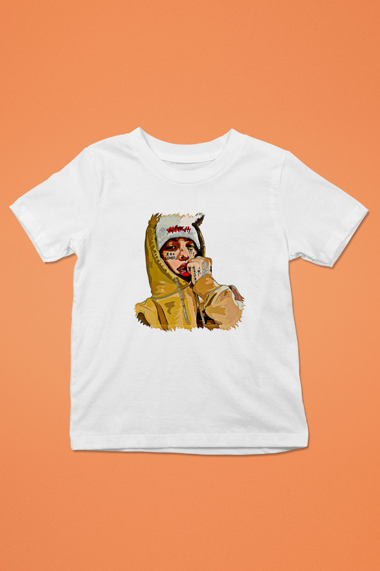 Lil Xan Baskılı Beyaz Unisex Beyaz Çocuk Tişört - Tshirt