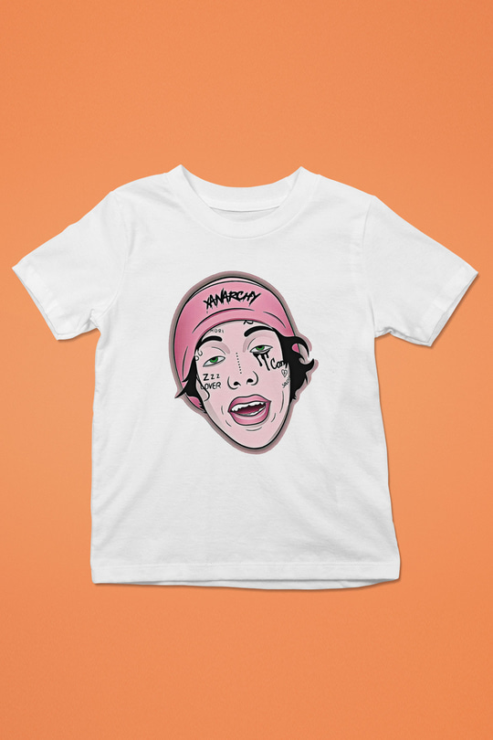 Lil Xan Baskılı Beyaz Unisex Beyaz Çocuk Tişört - Tshirt