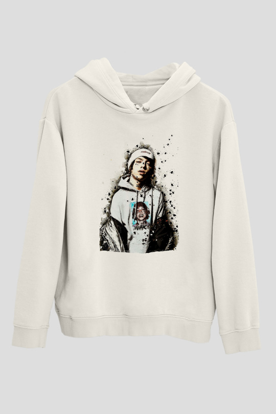 Lil Xan Baskılı Beyaz Unisex Kapüşonlu Sweatshirt