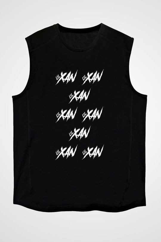 Lil Xan Baskılı Unisex Siyah Kolsuz Tişört - Tshirt