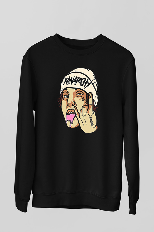 Lil Xan Baskılı Unisex Siyah Sweatshirt