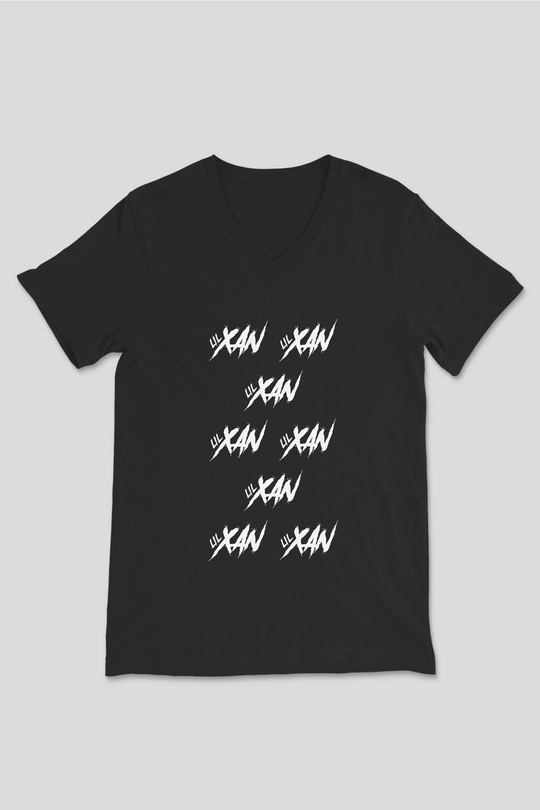 Lil Xan Baskılı Unisex Siyah V Yaka Tişört - Tshirt