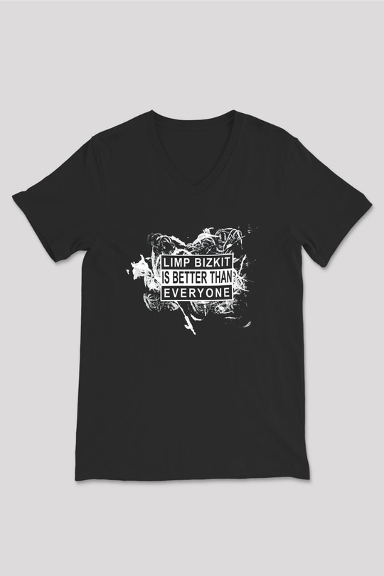 Limp Bizkit Baskılı Unisex Siyah V Yaka Tişört - Tshirt