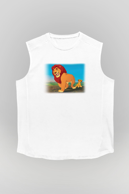 Lion King Beyaz Unisex Kolsuz Tişört