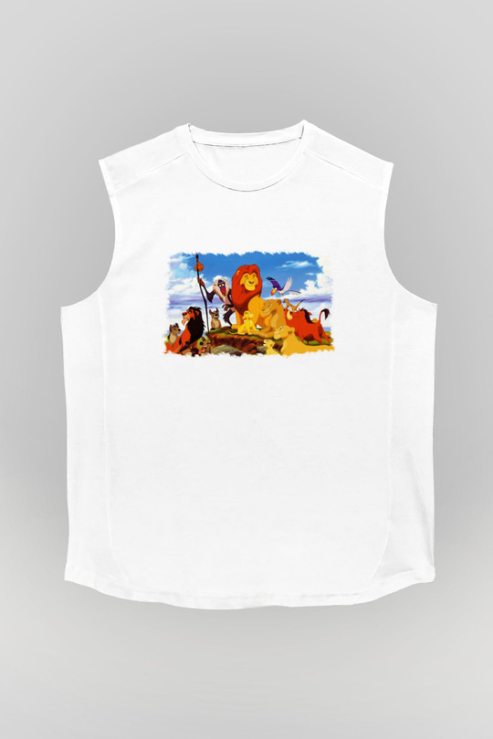 Lion King Beyaz Unisex Kolsuz Tişört