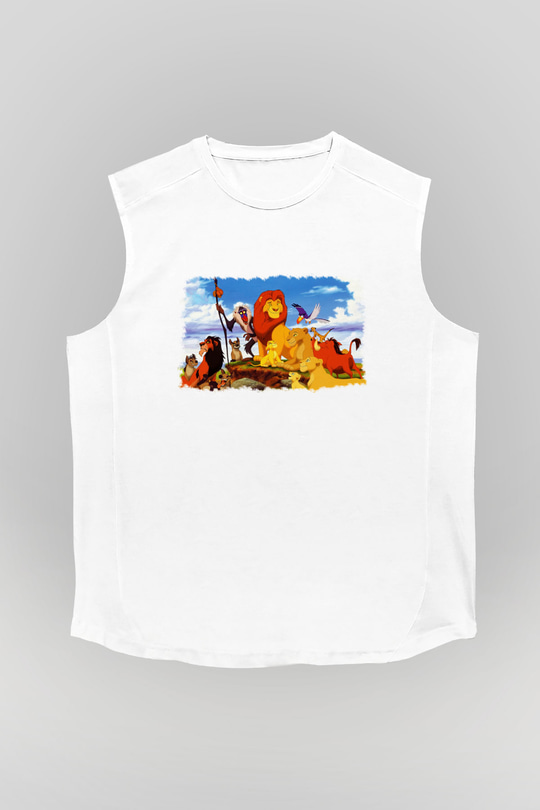 Lion King Beyaz Unisex Kolsuz Tişört