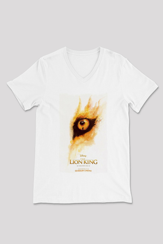 Lion King Beyaz Unisex V Yaka Tişört