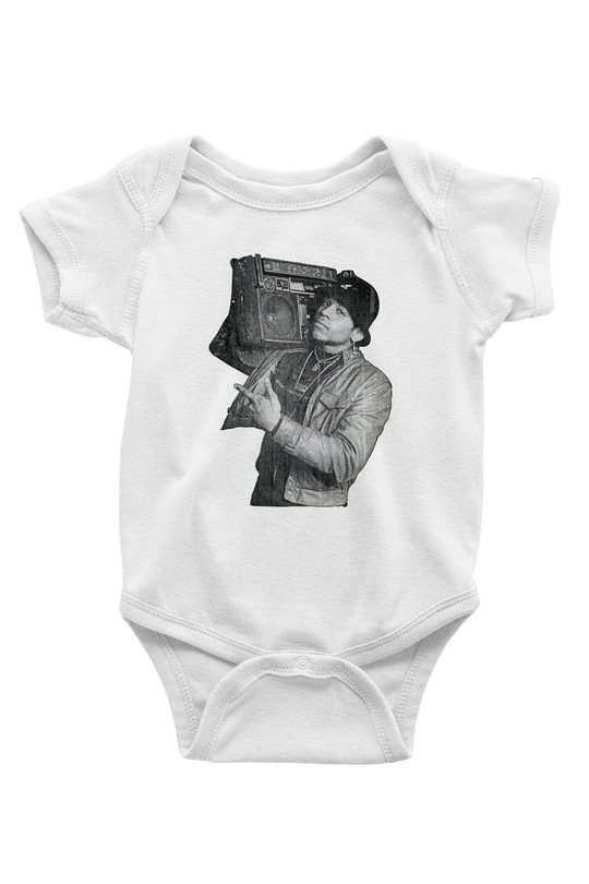 LL Cool J Baskılı Beyaz Unisex Bebek Body - Zıbın