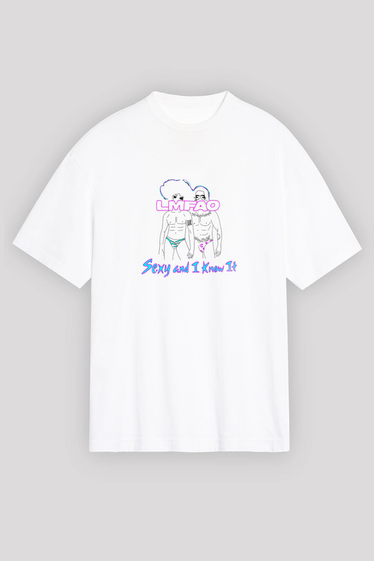 LMFAO Baskılı Unisex Beyaz Tişört