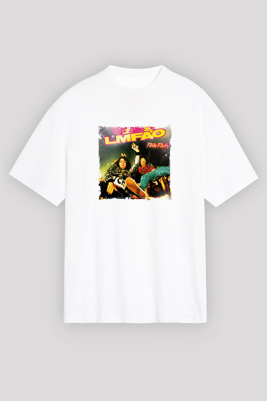 LMFAO Baskılı Unisex Beyaz Tişört