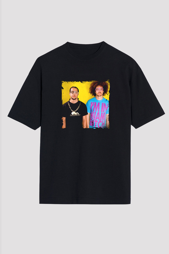 LMFAO Baskılı Unisex Oversize Siyah Tişört