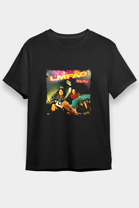 LMFAO Baskılı Unisex Siyah Tişört