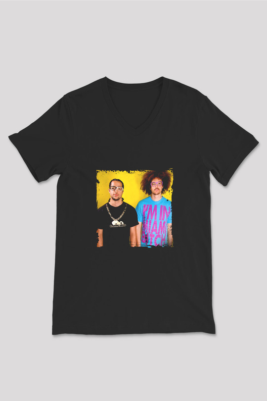 LMFAO Baskılı Unisex Siyah V Yaka Tişört