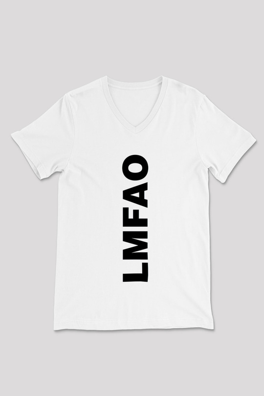 LMFAO Beyaz Unisex V Yaka Tişört