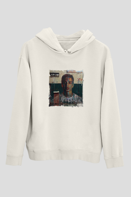 Logic Baskılı Unisex Beyaz Kapüşonlu Sweatshirt