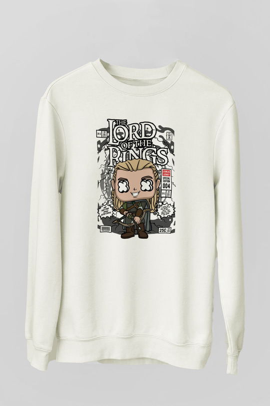 Lord Of The Rings Baskılı Unisex Beyaz Sweatshirt