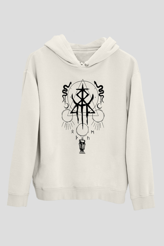 Lorna Shore Baskılı Beyaz Unisex Kapüşonlu Sweatshirt
