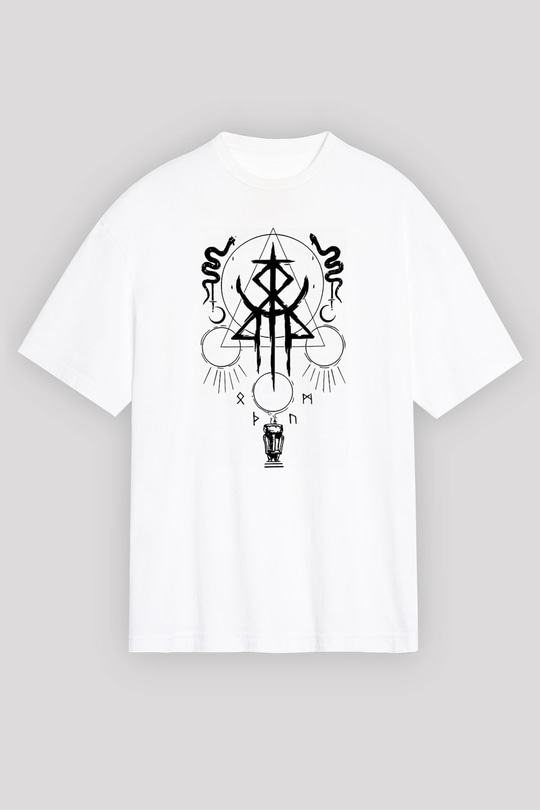 Lorna Shore Baskılı Beyaz Unisex Oversize Tişört - Tshirt