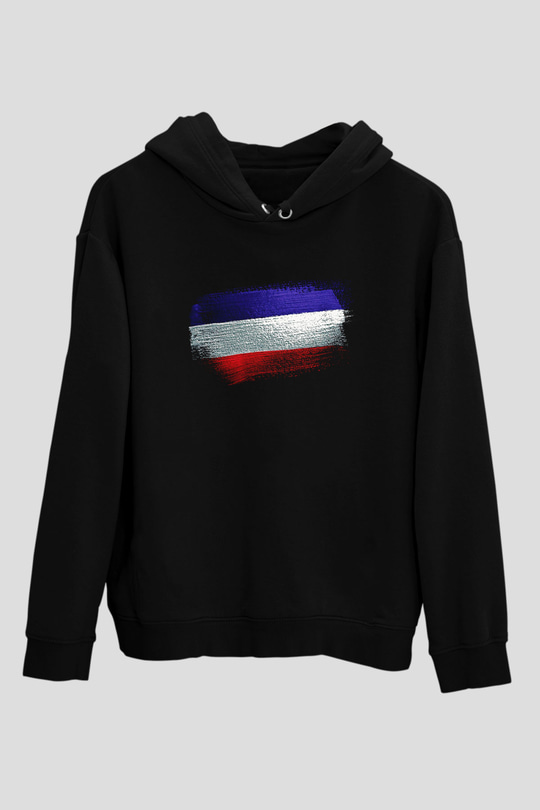 Los Altos Bayrağı Baskılı Unisex Siyah Kapüşonlu Sweatshirt