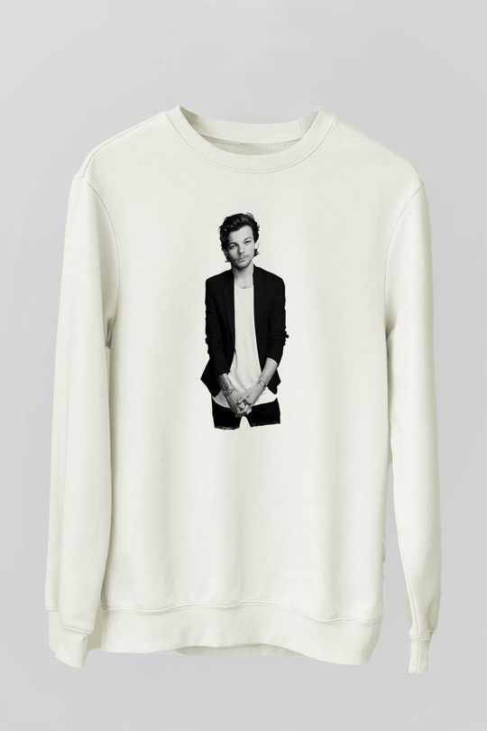 Louis Tomlinson Baskılı Beyaz Unisex Sweatshirt