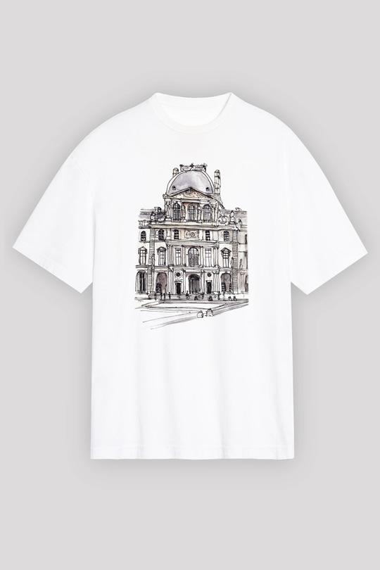 Louvre Müzesi Beyaz Unisex Oversize Tişört T-Shirt