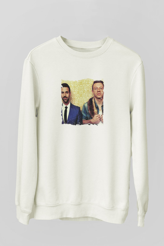 Macklemore Baskılı Unisex Beyaz Sweatshirt