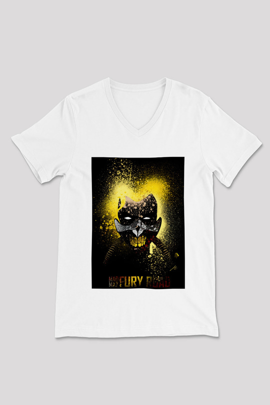 Mad Max Beyaz Unisex V Yaka Tişört T-Shirt