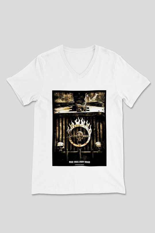 Mad Max Beyaz Unisex V Yaka Tişört T-Shirt