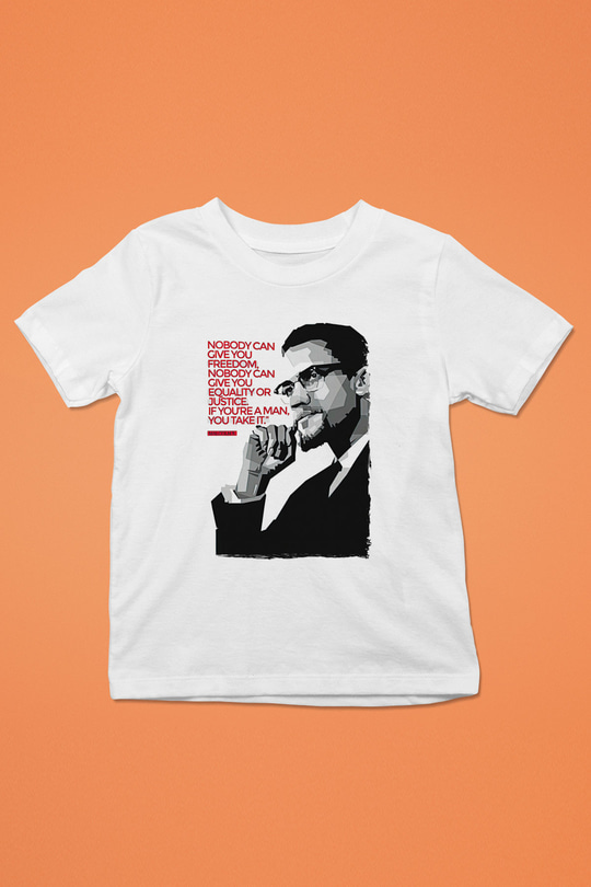 Malcolm X James Baskılı Beyaz Unisex Beyaz Çocuk Tişört - Tshirt