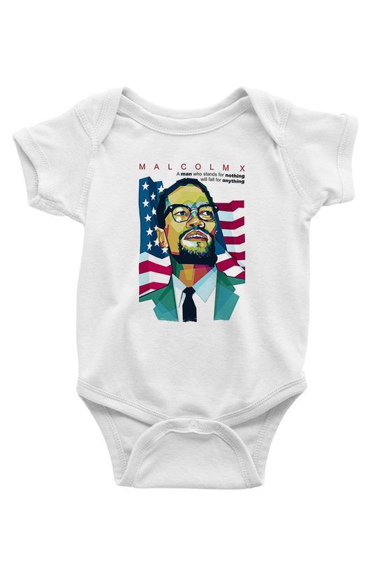 Malcolm X James Baskılı Beyaz Unisex Bebek Body - Zıbın