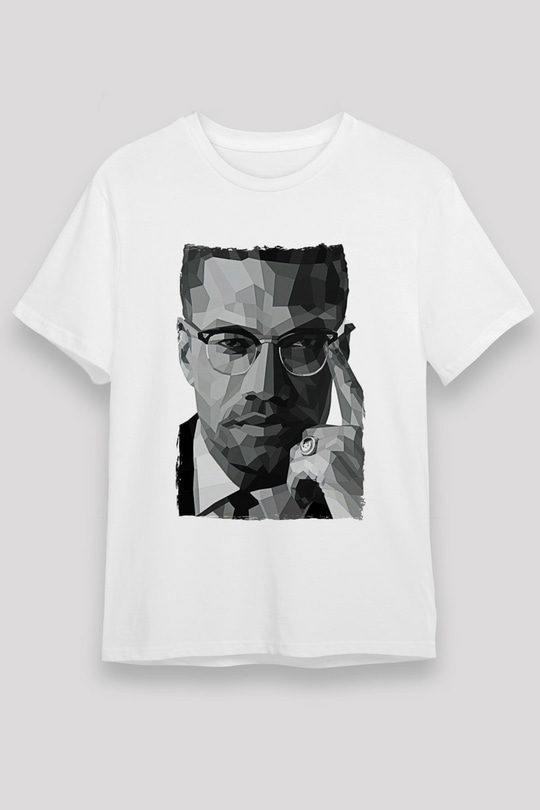 Malcolm X James Baskılı Unisex Beyaz Tişört - Tshirt