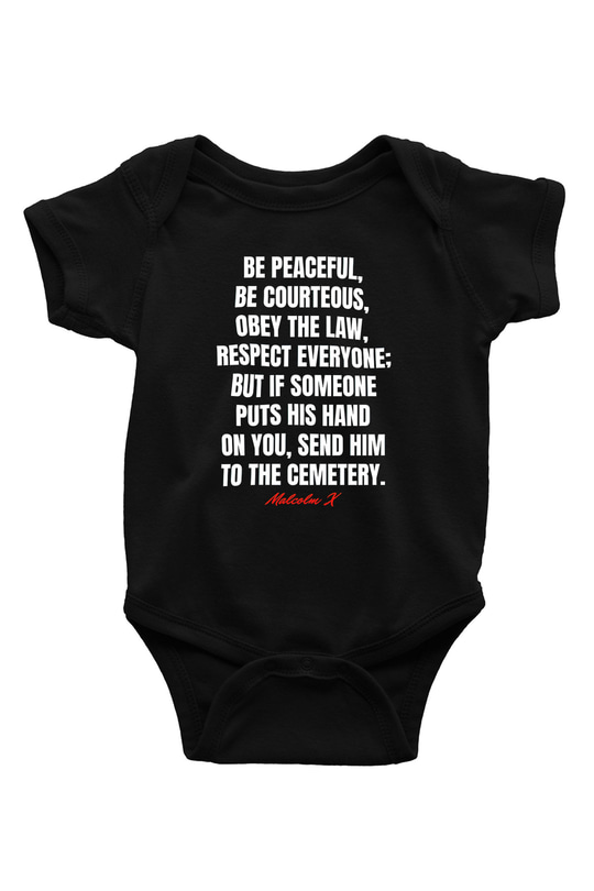 Malcolm X James Baskılı Unisex Siyah Bebek Body - Zıbın