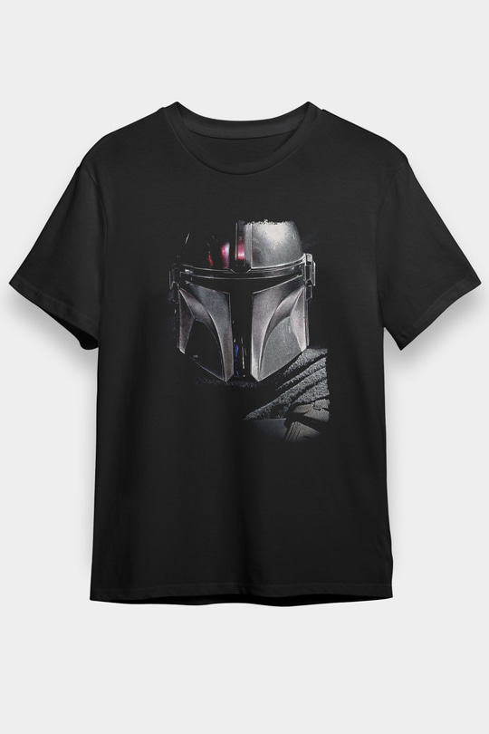 Mandalorian Baskılı Unisex Siyah Tişört - Tshirt