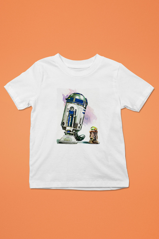 Mandolarian Baskılı Beyaz Unisex Beyaz Çocuk Tişört - Tshirt