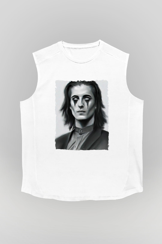 Maneskin Baskılı Beyaz Unisex Kolsuz Tişört - Tshirt