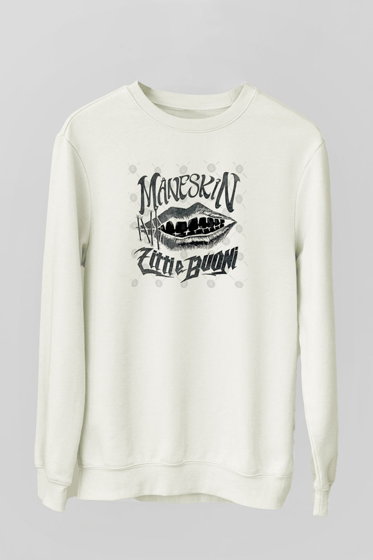 Maneskin Baskılı Beyaz Unisex Sweatshirt