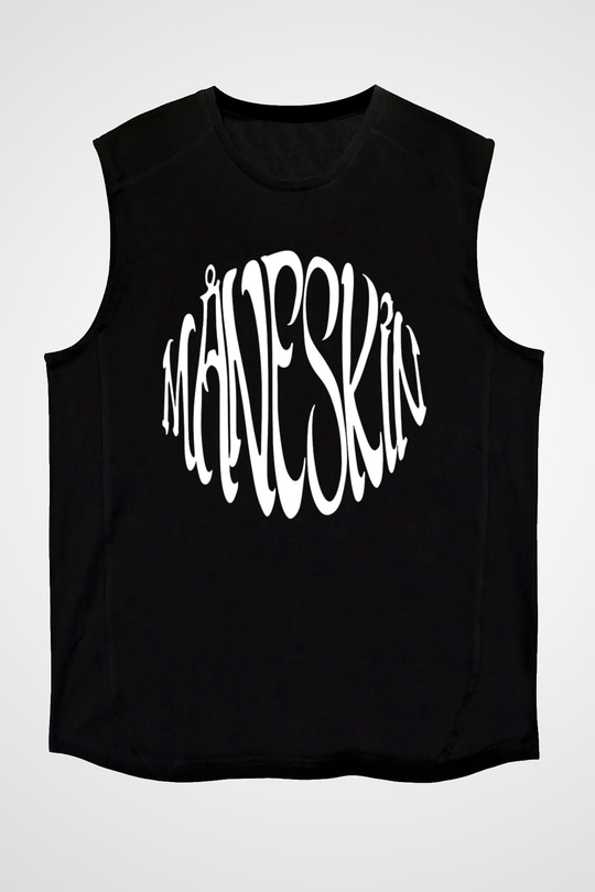 Maneskin Baskılı Unisex Siyah Kolsuz Tişört - Tshirt
