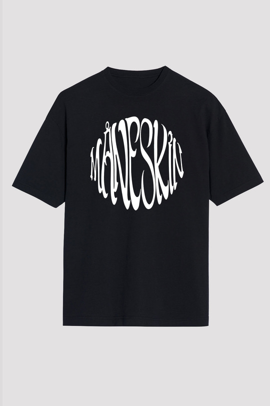 Maneskin Baskılı Unisex Siyah Oversize Tişört - Tshirt
