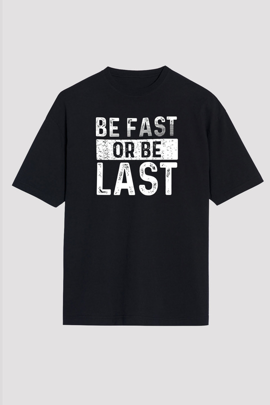 Maraton - Marathon Baskılı Unisex Siyah Oversize Tişört