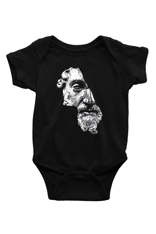 Marcus Aurelius BaskılıSiyah  Bebek Body - Zıbın