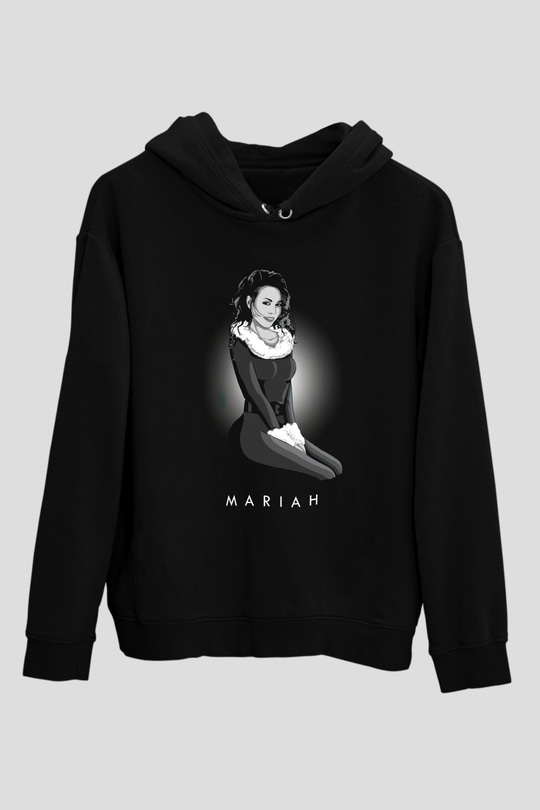 Mariah Carey Siyah Unisex Kapüşonlu Sweatshirt