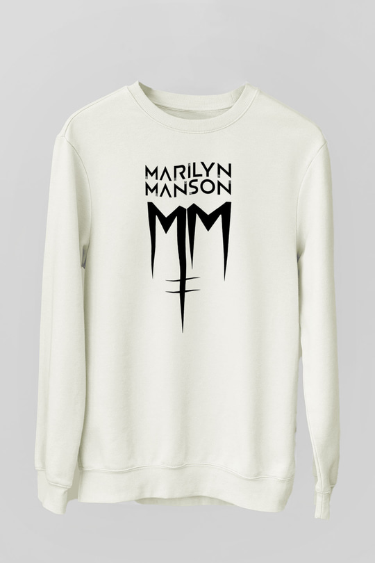 Marilyn Manson Beyaz Unisex Sweatshirt