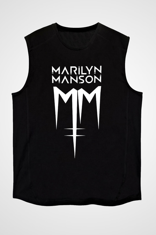 Marilyn Manson Siyah Unisex Kolsuz Tişört
