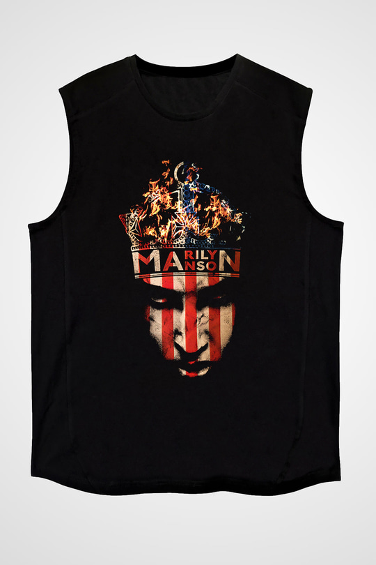 Marilyn Manson Siyah Unisex Kolsuz Tişört